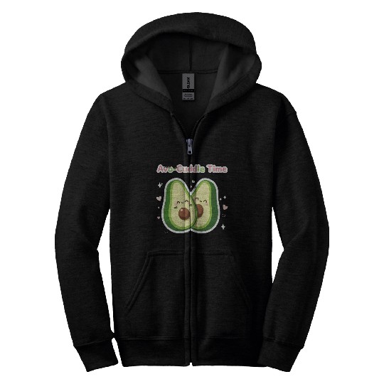 Cute Avocado Cuddle Design Zip Hoodies