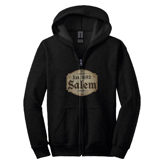 Vintage Salem Establishment Logo Design Zip Hoodies