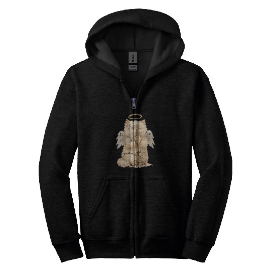 Heavenly Praying Cat with Angel Wings Zip Hoodies