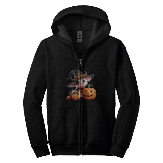 Cute Halloween Cow Zip Hoodies