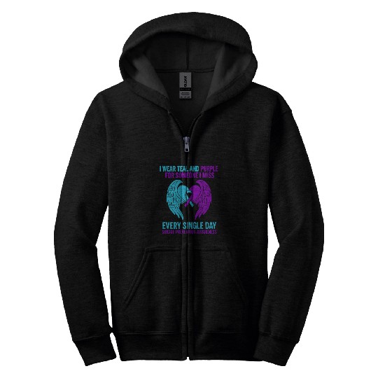 I Wear Teal and Purple for Someone Suicide Awarene Zip Hoodies