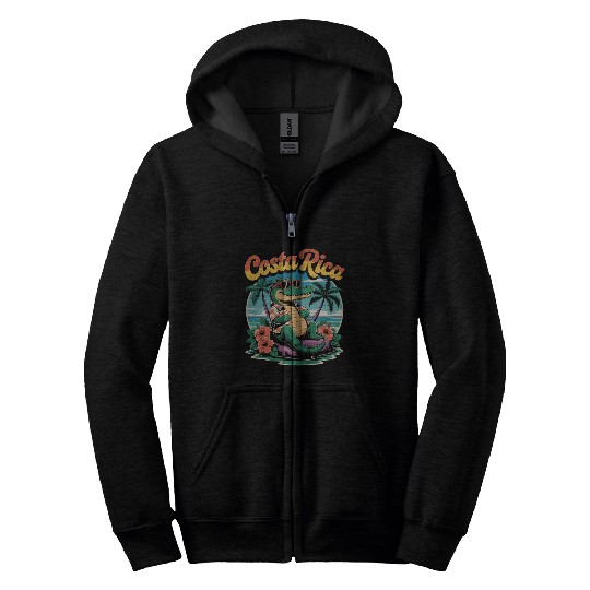 Costa Rica Tropical Crocodile Design Zip Hoodies