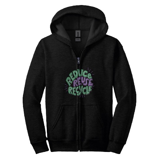 Eco-Friendly Reuse Recycle Design Zip Hoodies