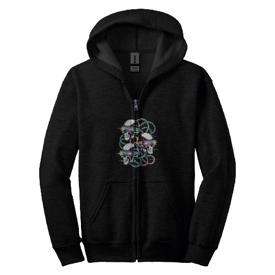 VR Skeleton Head Circuit Vision Streetwear Zip Hoodies