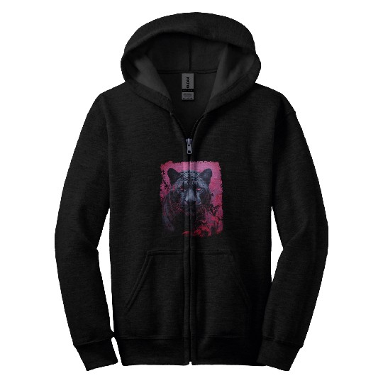 Pink Pop Art Black Panther  Zip Hoodies