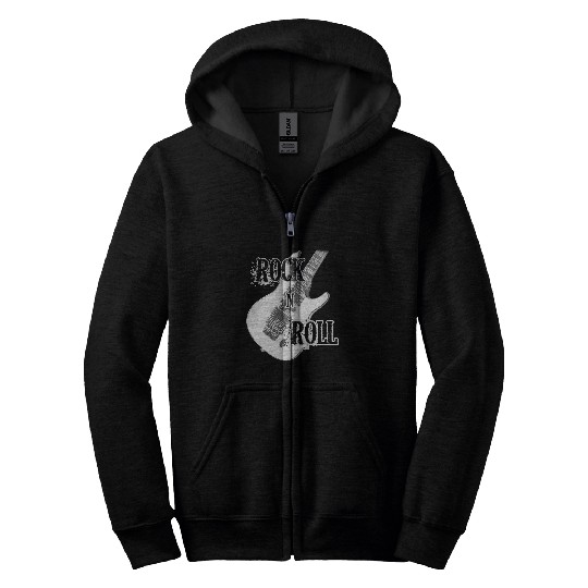 Rock and Roll Electric Guitar Design Zip Hoodies