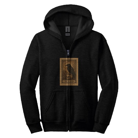 Gothic Raven Tarot Card Design Zip Hoodies