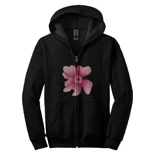 Elegant Pink Hibiscus Floral Design Zip Hoodies