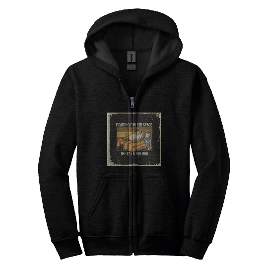 Fighting for Bed Space Cat Design Zip Hoodies