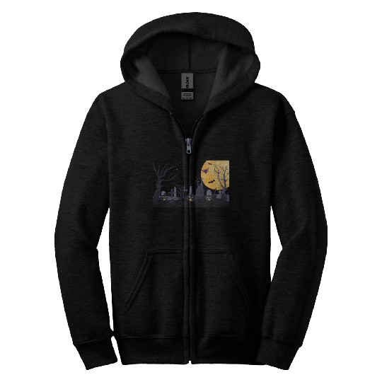 Trick-or-Treat Pumpkin Graveyard Zip Hoodies