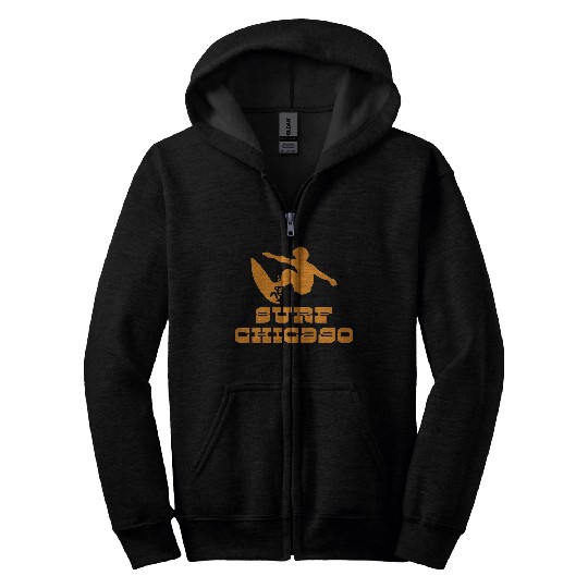 Surf Surfing Chicago Zip Hoodies