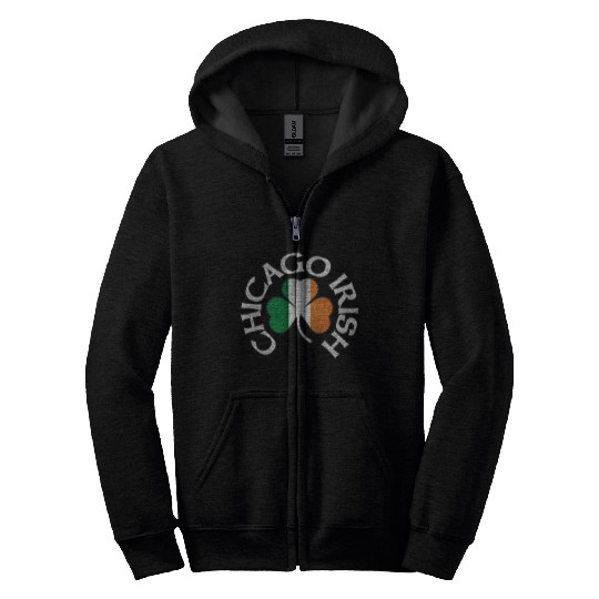 Chicago Irish Shamrock Apparel Zip Hoodies