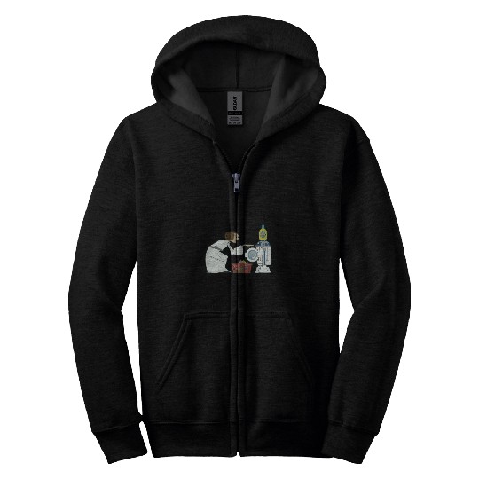 Funny Star Wars r2d2 and Leia comic Zip Hoodies
