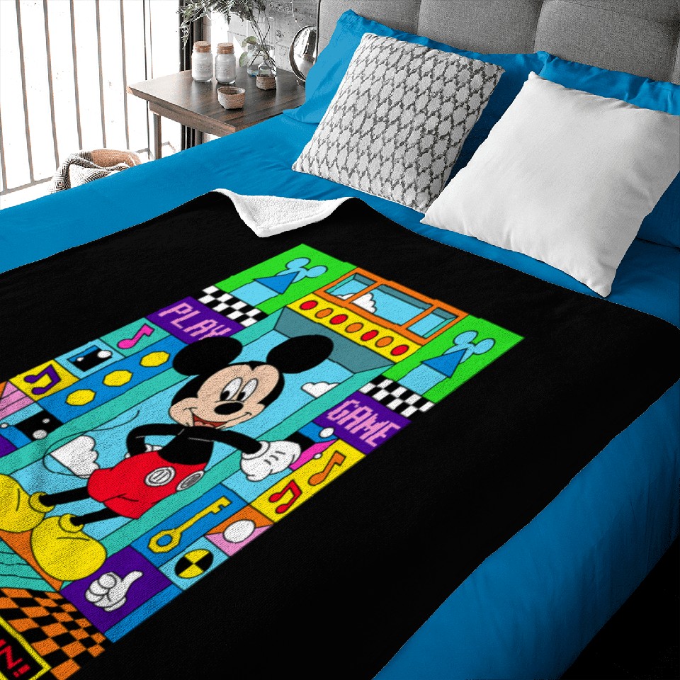 Disney Mickey And Friends Jump Into Fun Retro Game Play Baby Blankets ...
