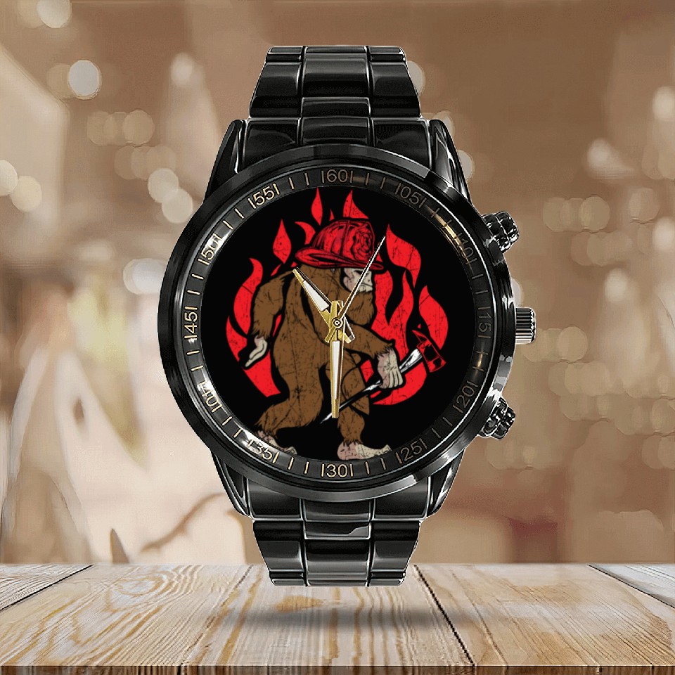 Firefighting Fireman Firefighter Fire Bigfoot Calendar Steel Band Watch ...
