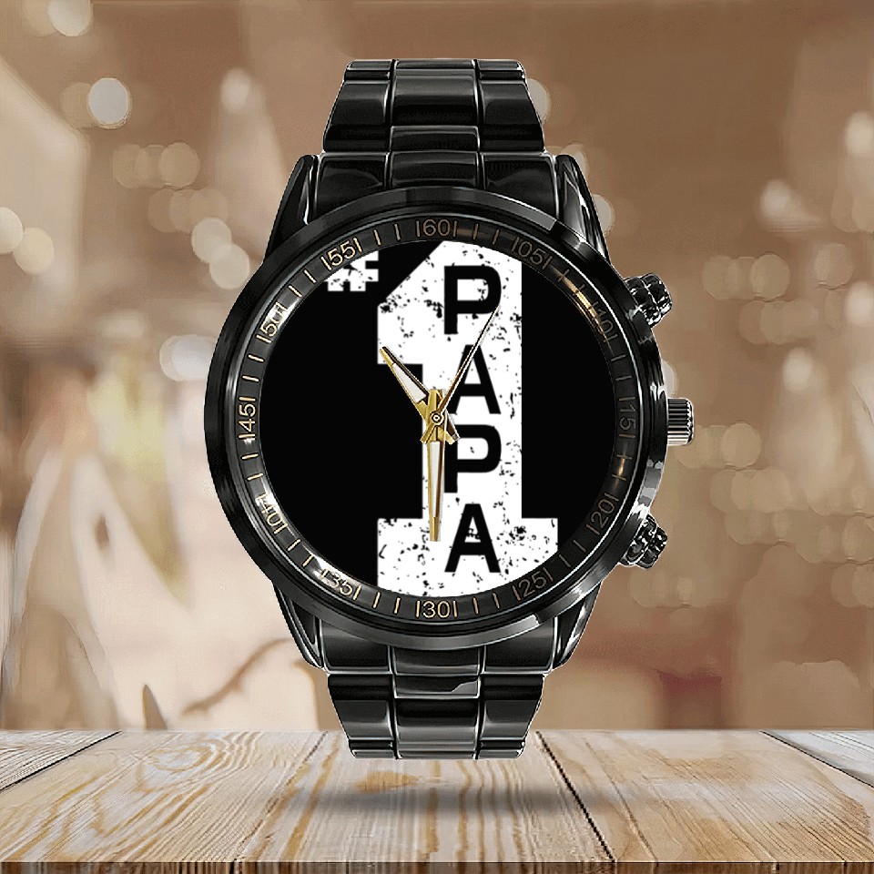 Discover Papa Number One 1 Grandpa Fathers Day Calendar Steel Band Watch