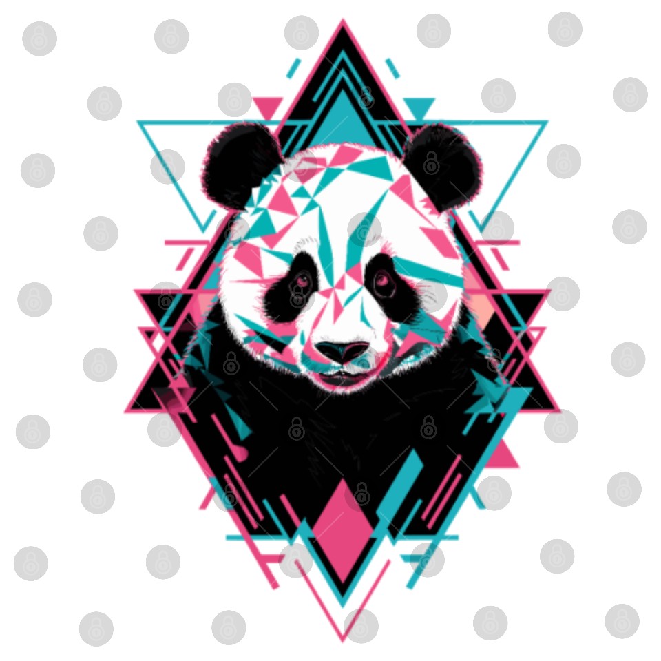 Geometric Panda Art with Vibrant Triangles Digital Files | ID 98214822 ...