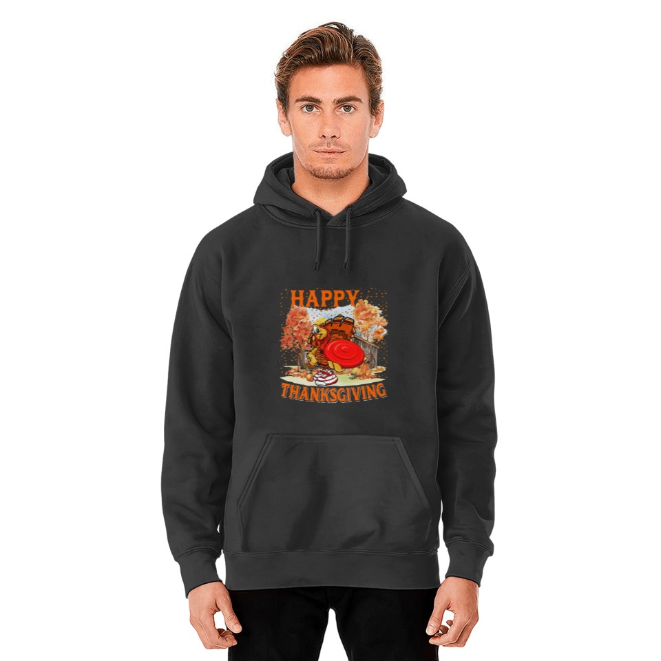 Lacrosse Gift Happy Thanksgiving Turkey Playing Disc Golf Player Fall Tree Hoodies