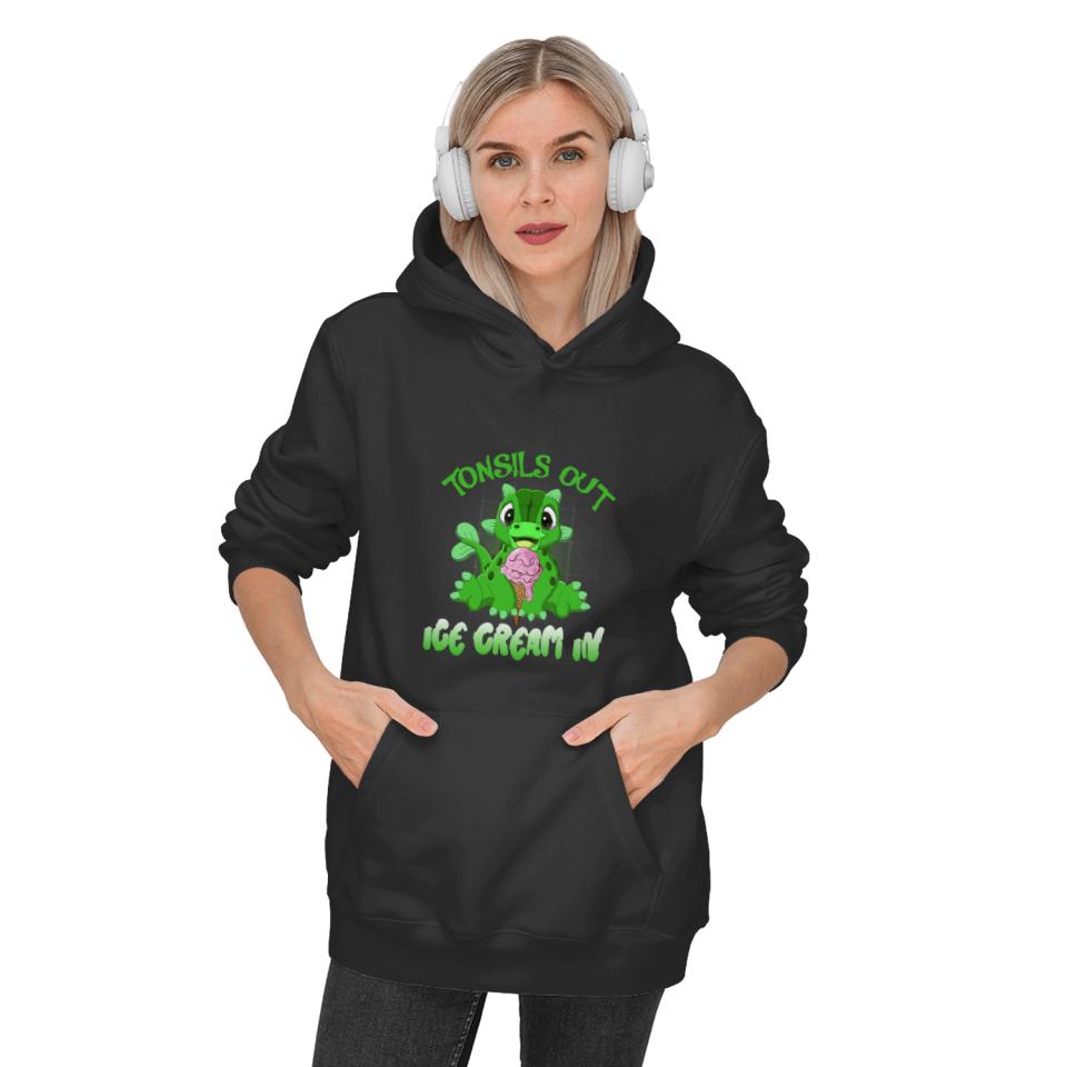 Tonsils Out Ice Cream In Dino Dinosaur Tonsillectomy Hoodies