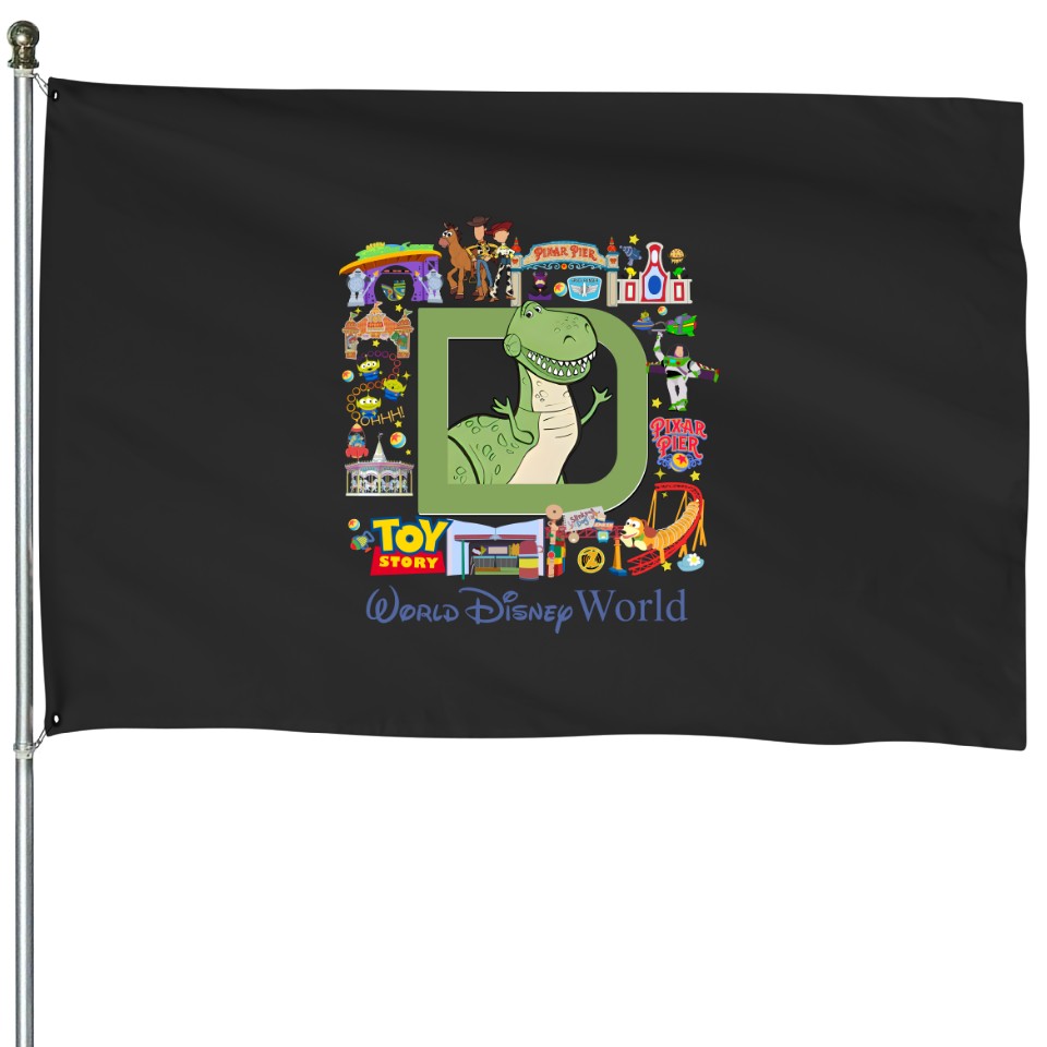 Vintage Toy Story Rex House Flags, Discoveryland House Flags ...