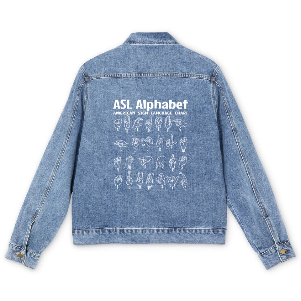 American Sign Language Chart ASL Alphabet Help Men's Denim Jackets | ID ...