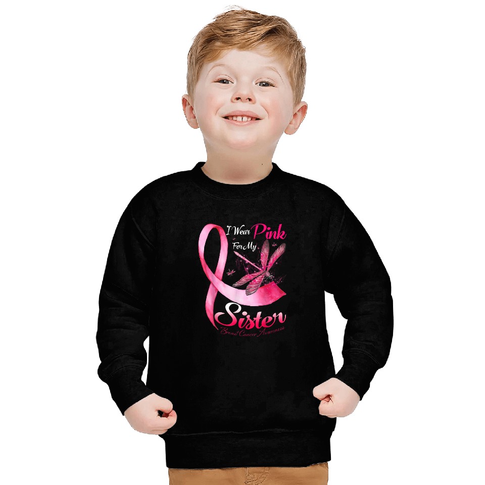 I Wear Pink For My Sister Dragonfly Breast Cancer Sweatshirt