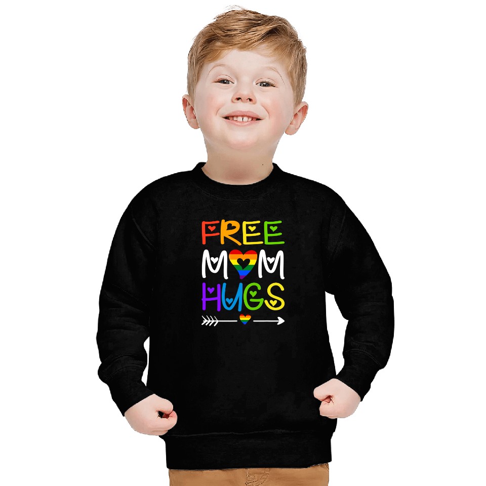 Free Mom Hugs Sweatshirt Rainbow Heart LGBT Pride Month Sweatshirt