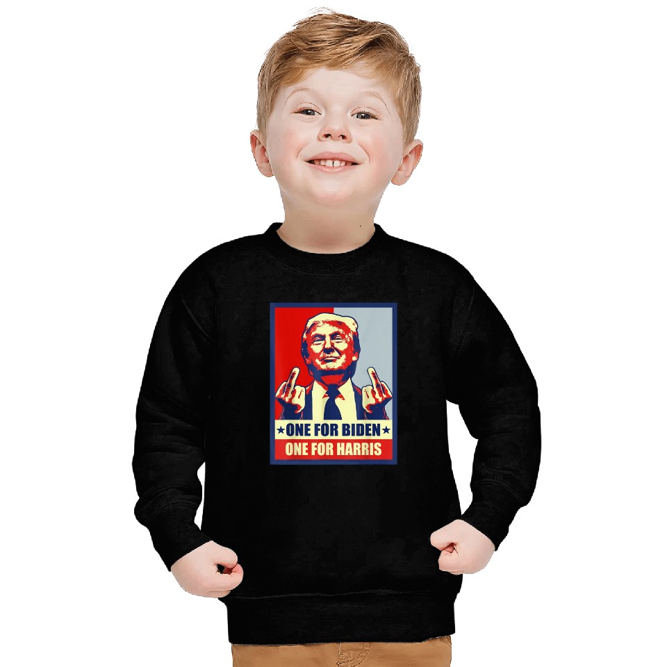 Trump Middle Finger Biden Harris Republican American Flag Sweatshirt