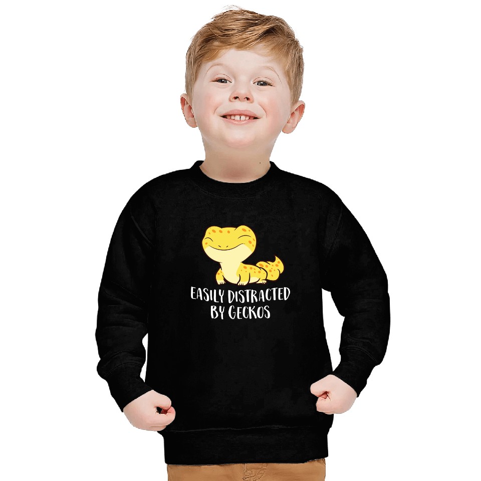 Easily Distracted By Geckos Cute Leopard Lizard Sweatshirt