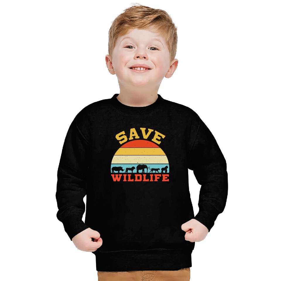 Save Wildlife Endangered Rhino Lion Elephant Tiger Gorilla Sweatshirt