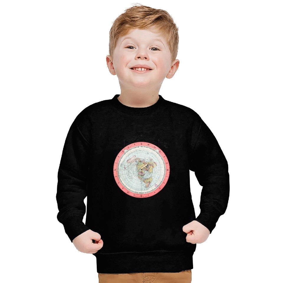 Flat Earth Theory World Map - Funny Conspiracy Theory Sweatshirt Sweatshirt