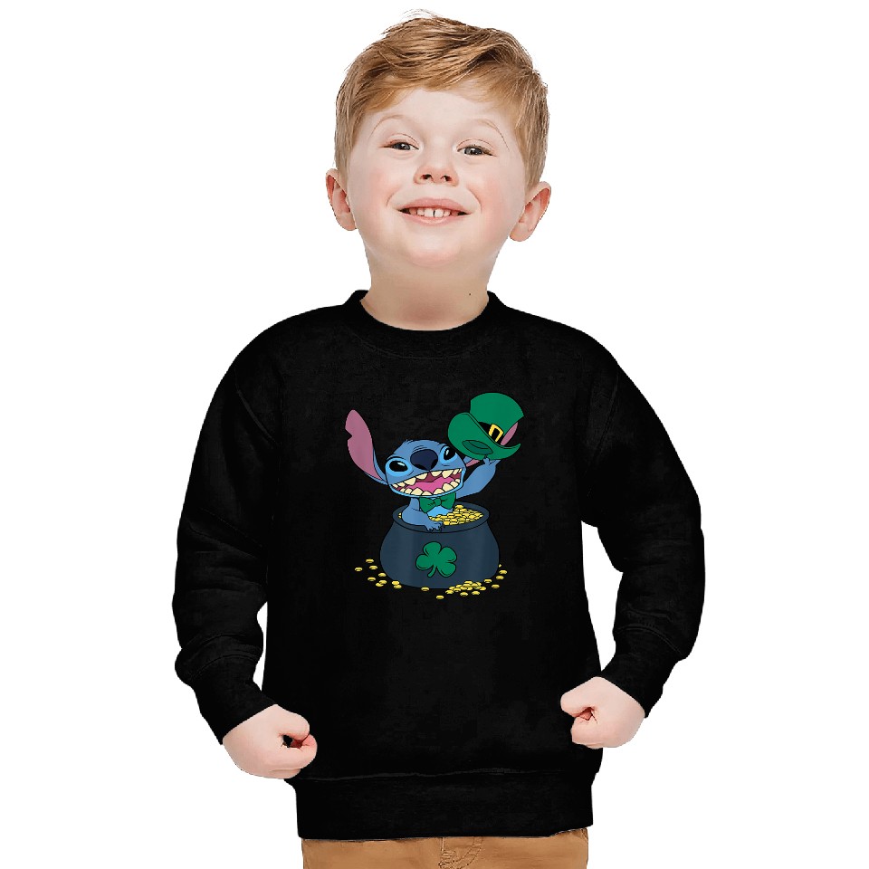 Disney Stitch Pot of Gold Shamrock St. Patrick's Sweatshirts