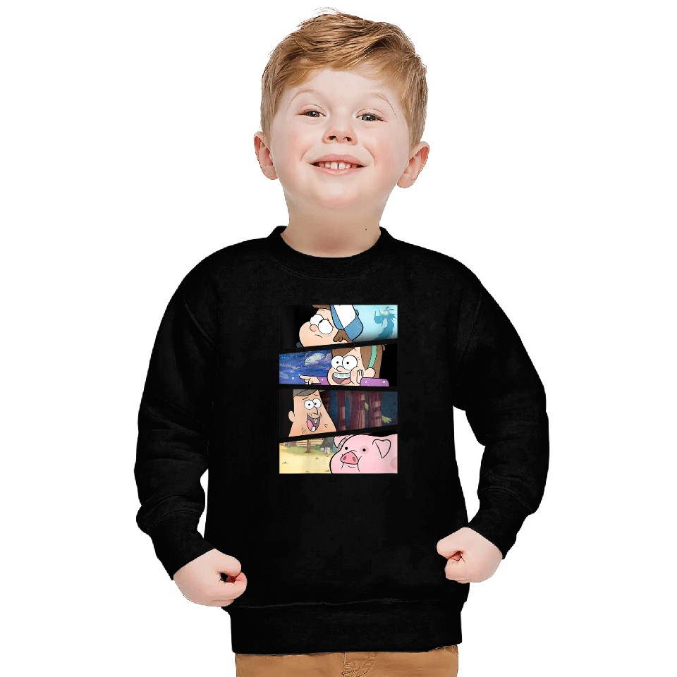 Disneyss Gravity Falls Group shots Split Panels Scene Logo Sweatshirts