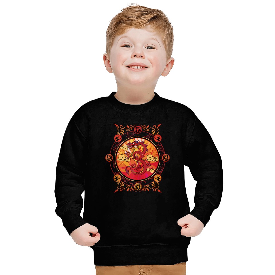 Disney Mulan Mushu Traditional Art Circle Portrait Sweatshirts