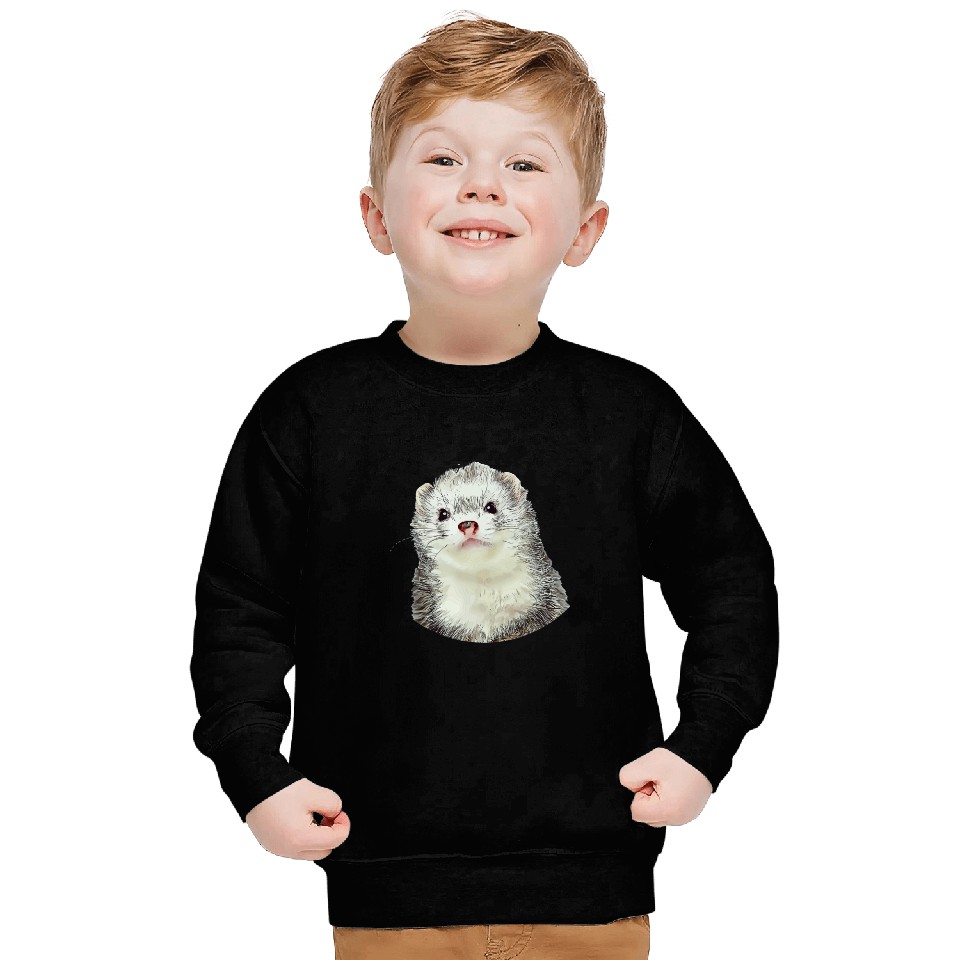 Ferret Gift realistic print ferret owners art Sweatshirts