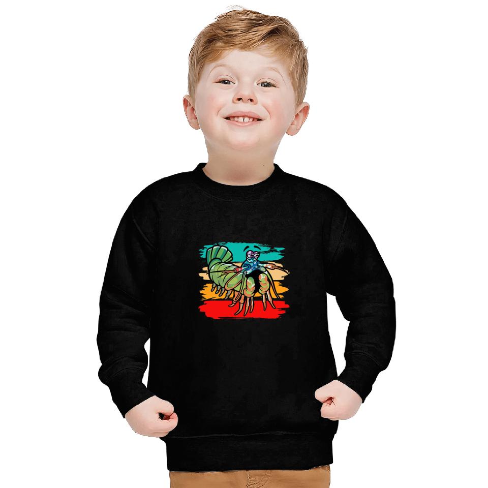 Shrimp Gift Retro Kids Mantiss Shrimp Sweatshirts