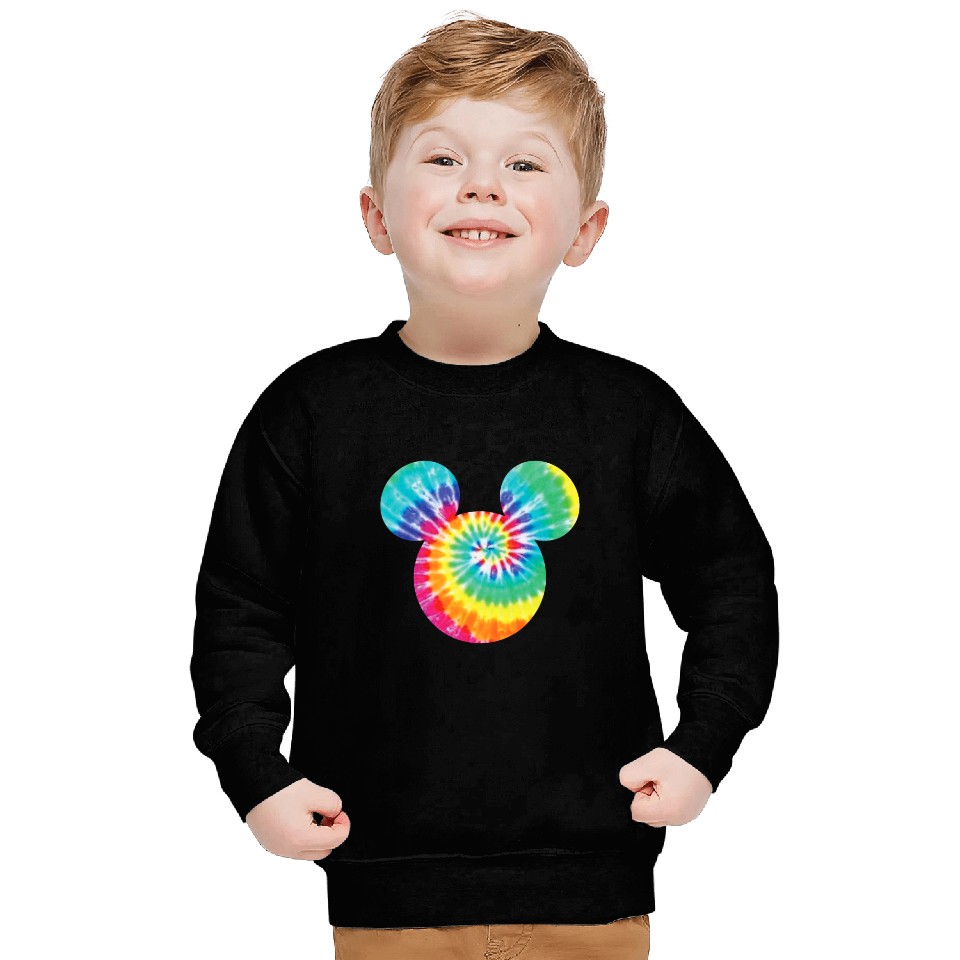 Disney Mickey Mouse Icon Rainbow Tie-Dye Short Sleeve Sweatshirts