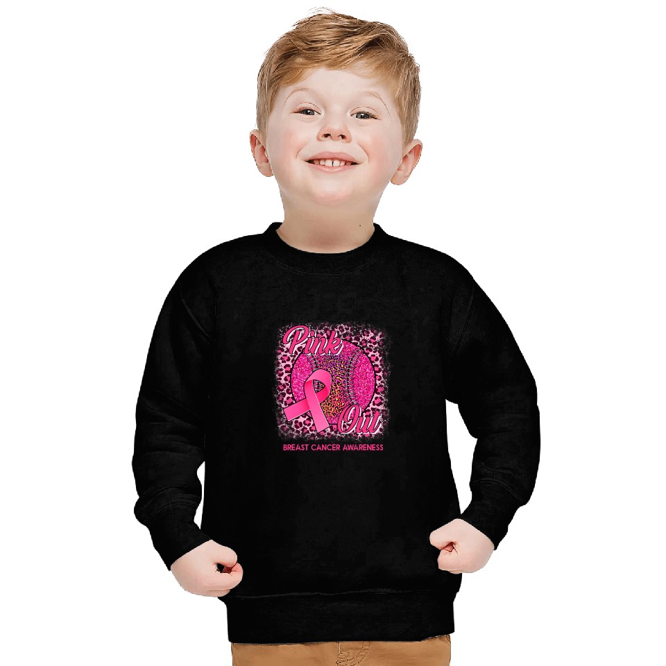 Baseball Gift Leopard Pink Out Baseball Tackle Breast Cancer Awareness 3 Sweatshirts