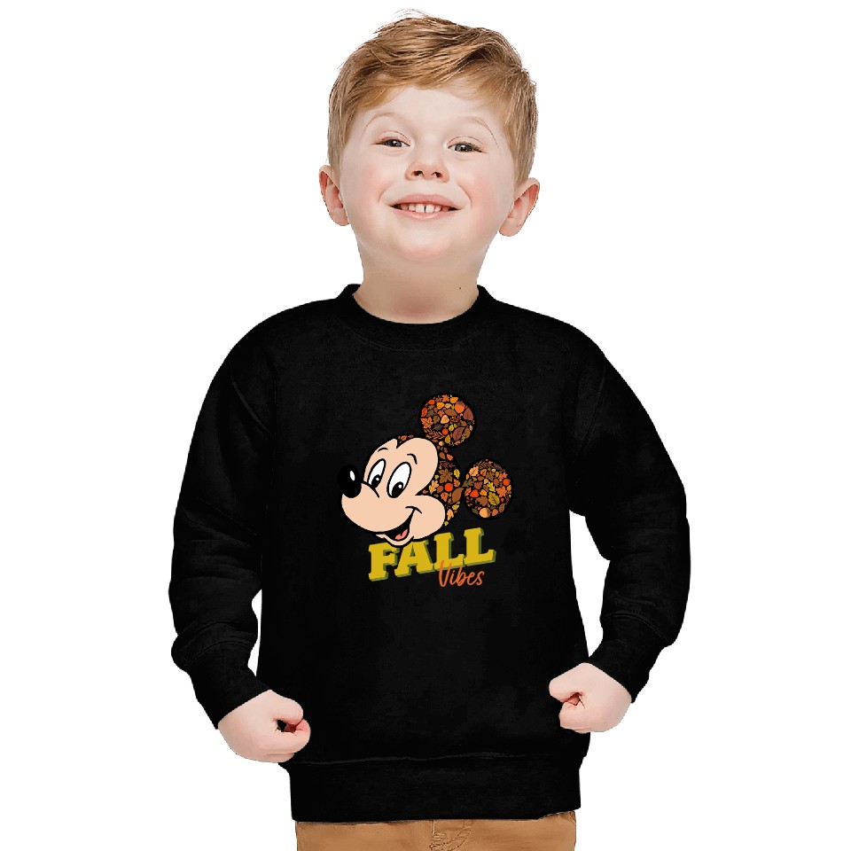 Disney Mickey Mouse Fall Vibes Autumn Leaves Sweatshirts