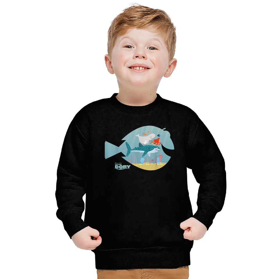 Disneyss Pixars Finding Dory Fish Frame Adventure Crew Logo Sweatshirts