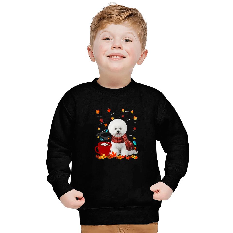 Dog Bichon Frise Fall Hot Chocolate White Bichon Frise Sweatshirts