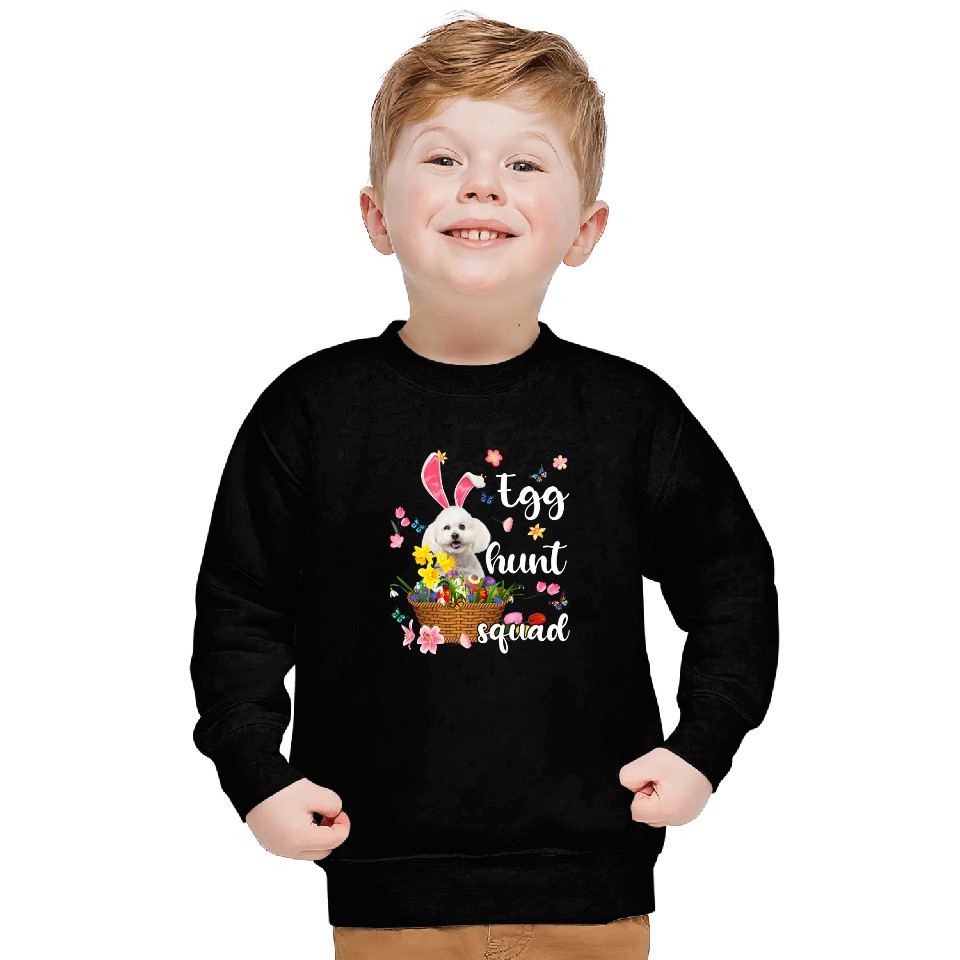 Dog Bichon Frise Happy Easter Day Easter Colorful Egg Hunt Sweatshirts