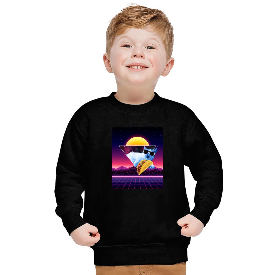 Cat Paws Aesthetic Synthwave cat taco Sweatshirts