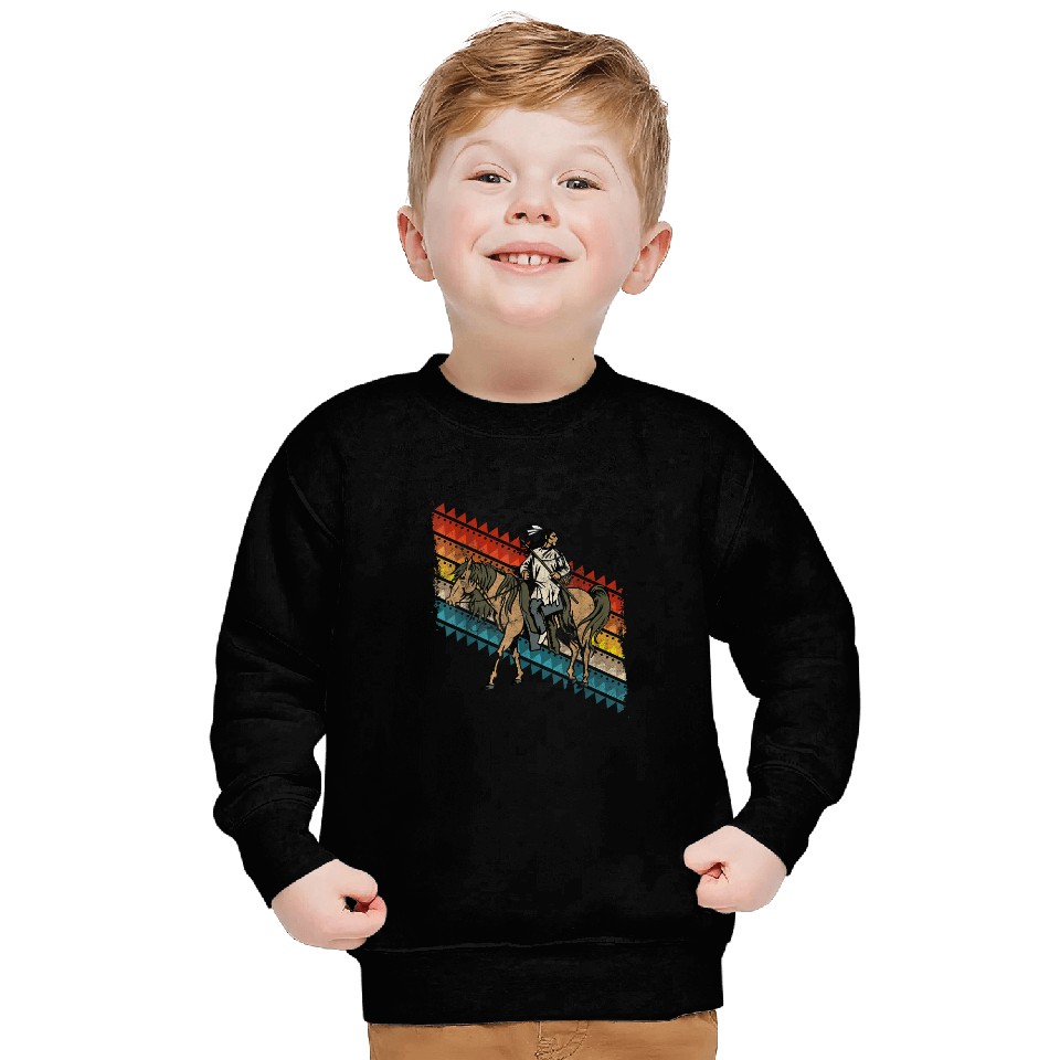 Funny Horse Native American Indian Warrior on Horse Sweatshirts