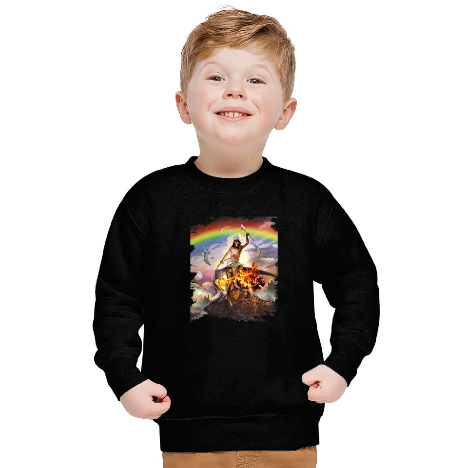 Dinosaur Dino Christian Jesus Riding A Dinosaur TRex Dino Christian Parody Funny Sweatshirts
