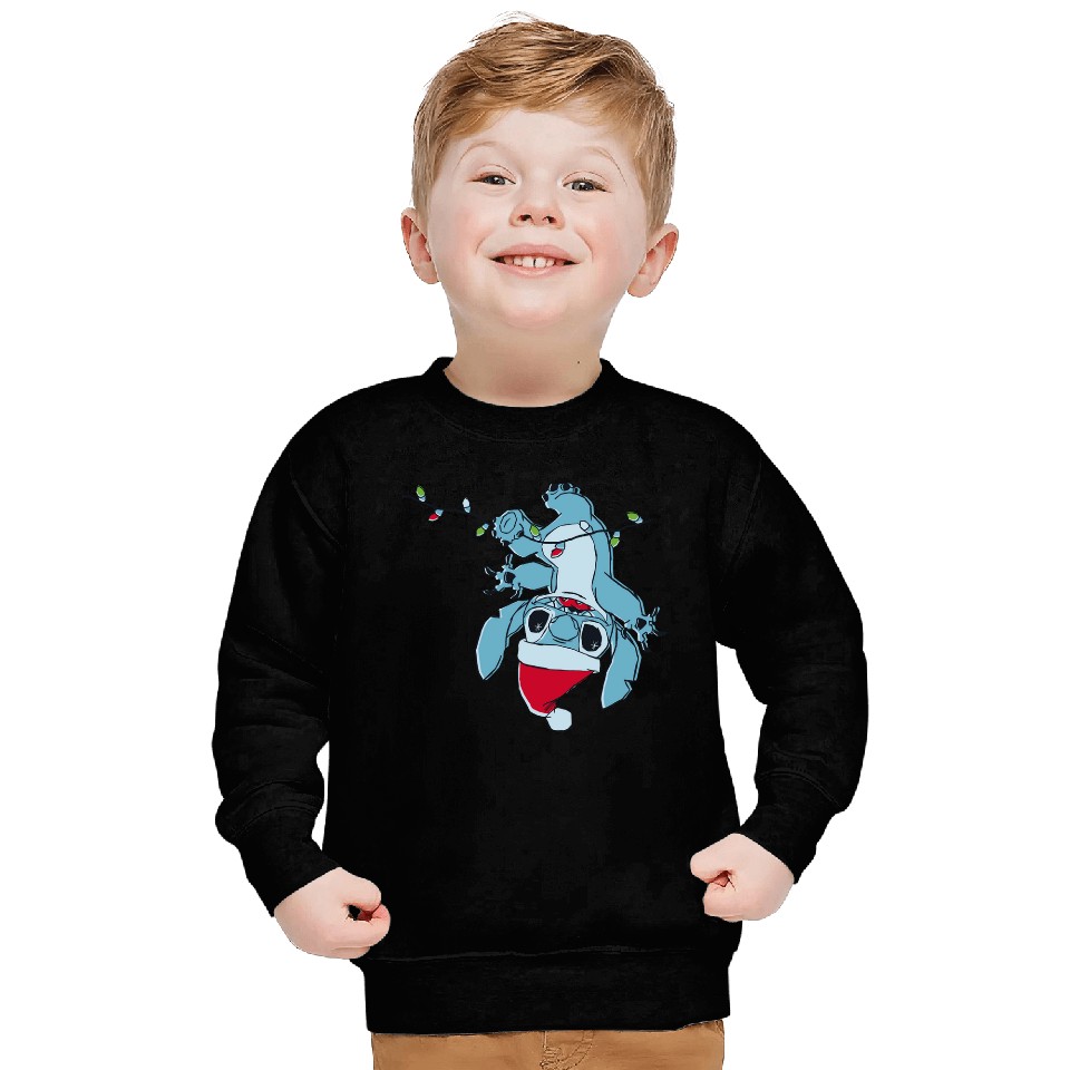 Disney Lilo Stitch Christmas Lights Upside Down Stitch Merry Christmas 2024 Sweatshirts