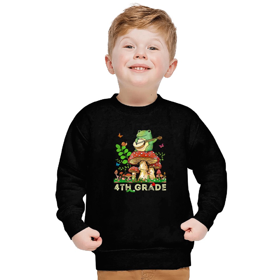 Frog Gift Playing Banjo Back To School 4th Grade Teacher Students Sweatshirts