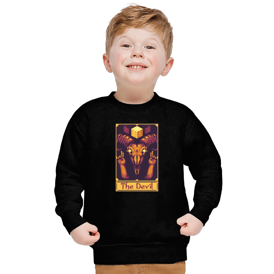 8 bit pixel tarot The Devil nerd geek devil funny Sweatshirts