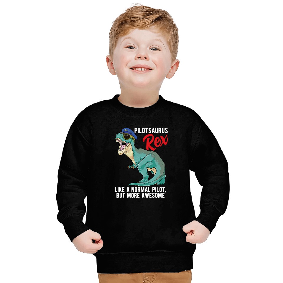 Dinosaur Dino Pilotsaurus Rex Airplane Pilot Dinosaur T Rex Aviator Dino 8 Sweatshirts