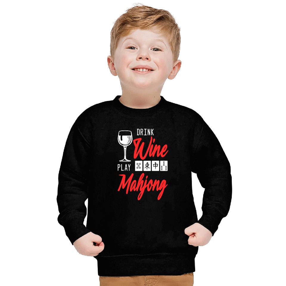 Drink Wines Play Mahjong Chinese Board Game Player Solitaire Sweatshirts